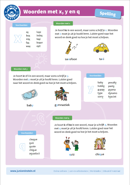 Woorden met x, y en q | Spellingsregels, Woorden, Grammatica - Woorden Die Beginnen Met Y