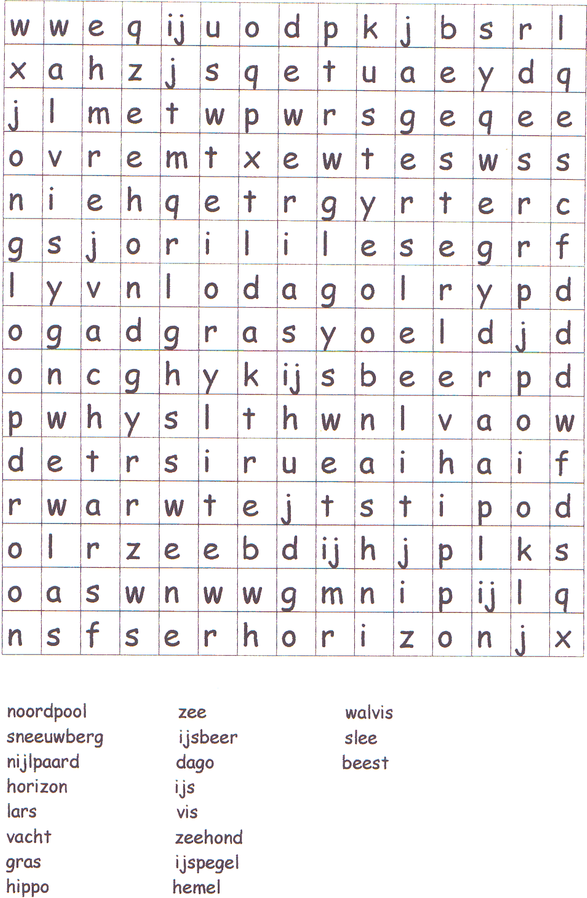 woordzoeker met woorden van Lars de kleine ijsbeer | Woordpuzzels - Moeilijke Woorden In Het Nederlands