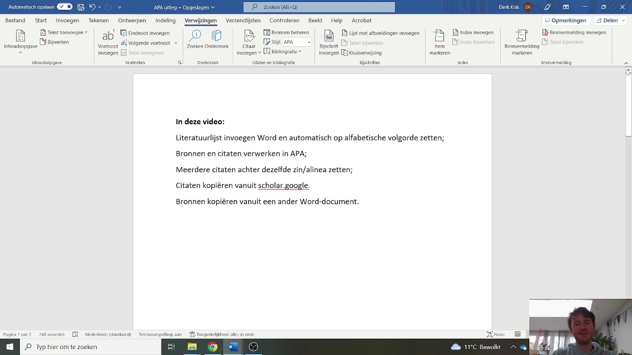 Word | 1 | Bronvermelding in Word (APA stijl) - YouTube - Hoe Citeer Je Een Zin Nederlands Examen
