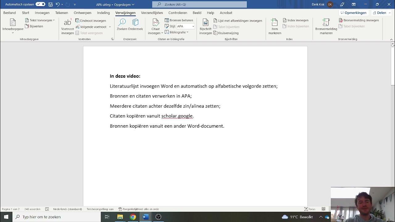 Word | 1 | Bronvermelding in Word (APA stijl) - YouTube - Hoe Vermeld Je Een Bron In De Tekst