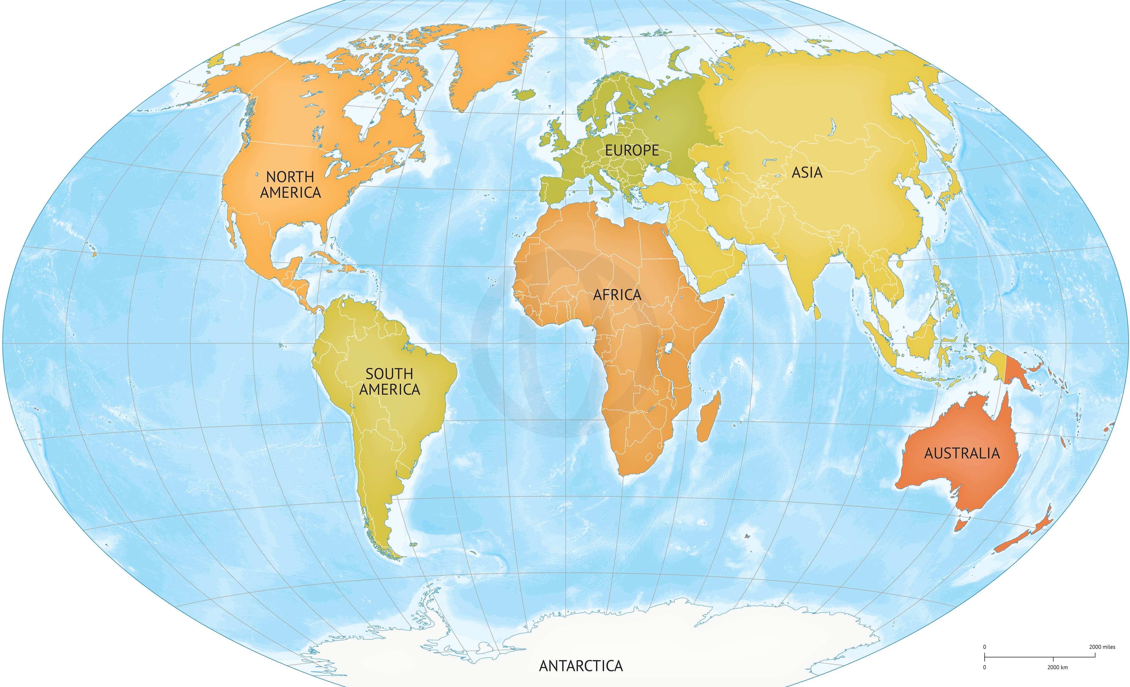 World Continents Oceans Map - Wat Is Het Verschil Tussen Werelddelen En Continenten