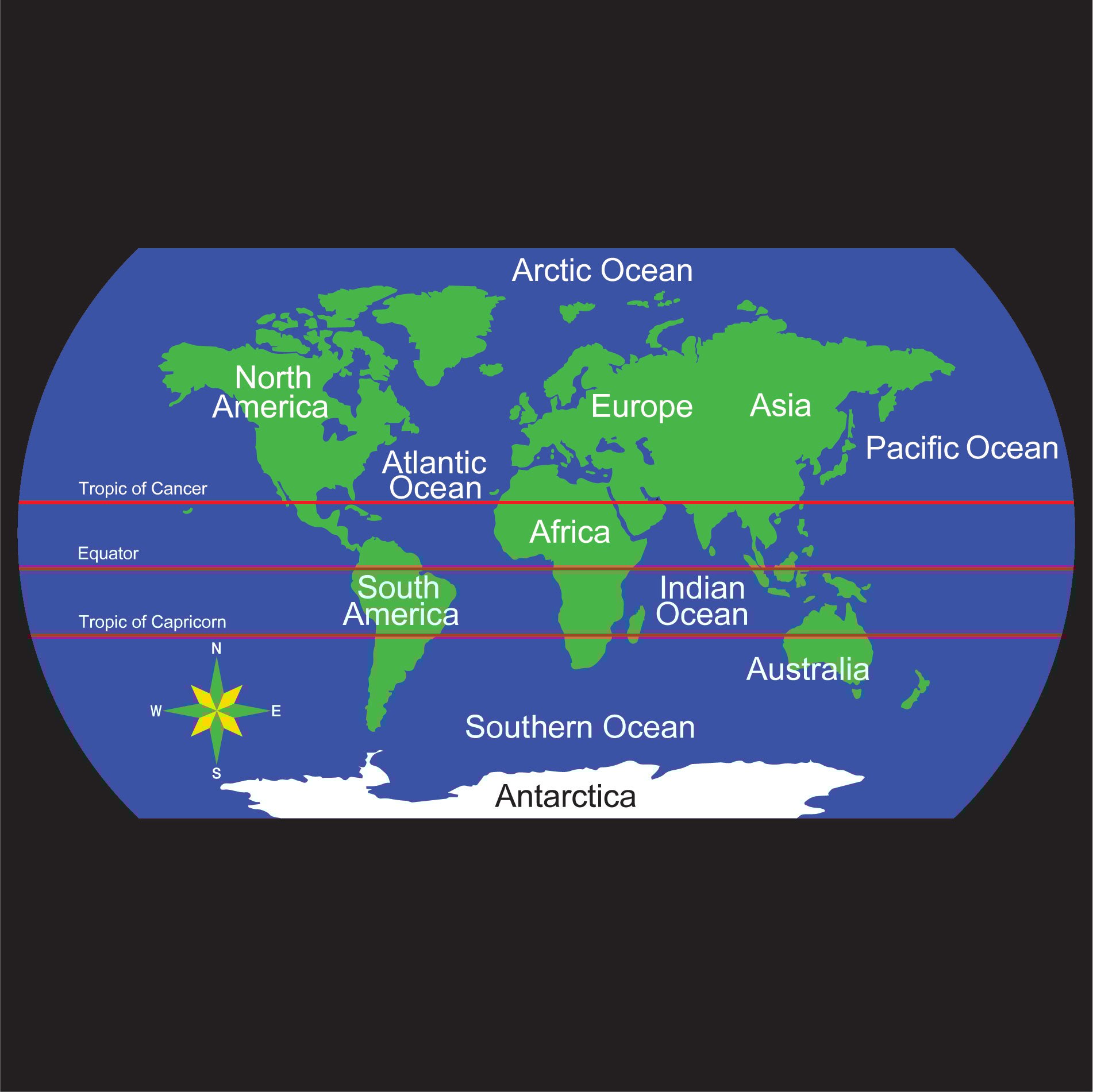 World Map – Tropics & Equator – Spelplakkers - Welke Landen Liggen Op De Evenaar