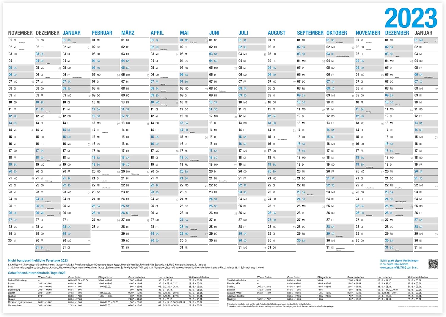 XXL wandkalender 2022 / kalender jaarplanner - 14 maanden jaarkalender - Wanneer Is Het Voorjaarsvakantie 2022
