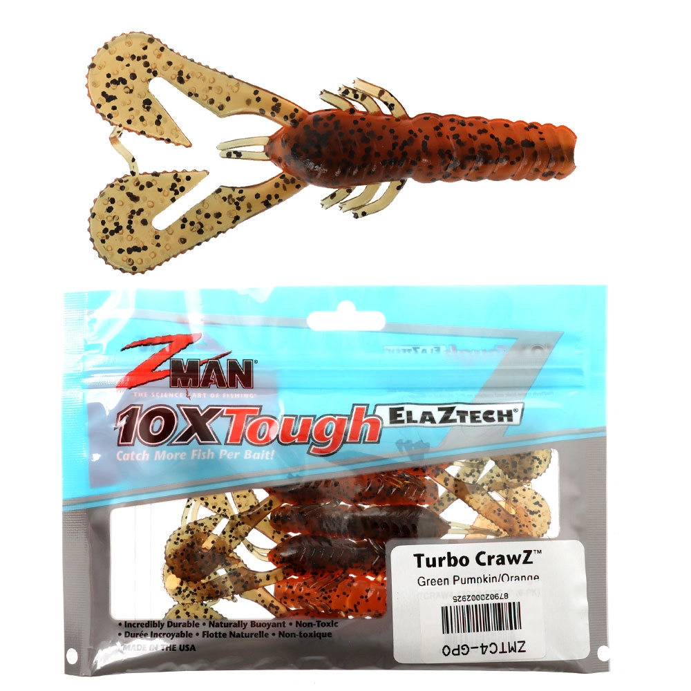 Z-Man Turbo CrawZ Soft Bait 10.16cm Green Pumpkin Orange Qty 6 - Packs - Man Bepaalt Alles In Relatie