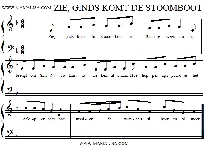 Zie Ginds Komt de Stoomboot - Dutch Children's Songs - The Netherlands - Songtekst Zie Ginds Komt De Stoomboot