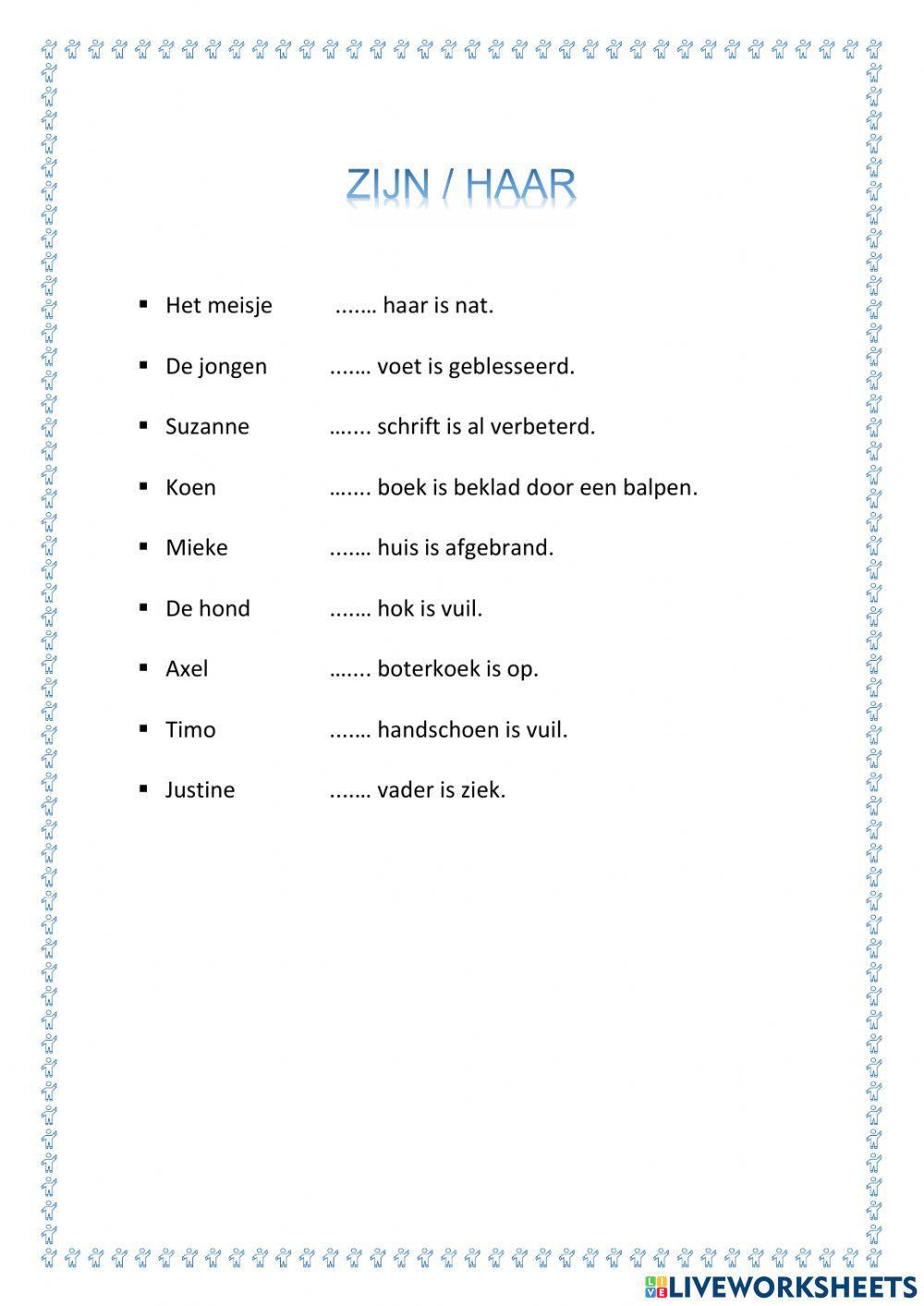 Zijn of haar worksheet | Live Worksheets - Iemand Die Zeer Goed Is In Zijn Of Haar Vak