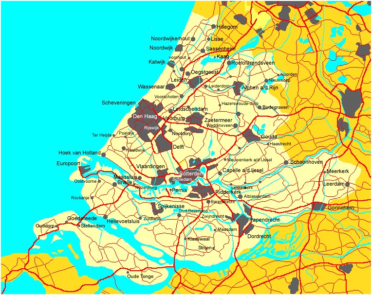 Zuid Holland - Kaart Van Zuid Holland Met Plaatsen